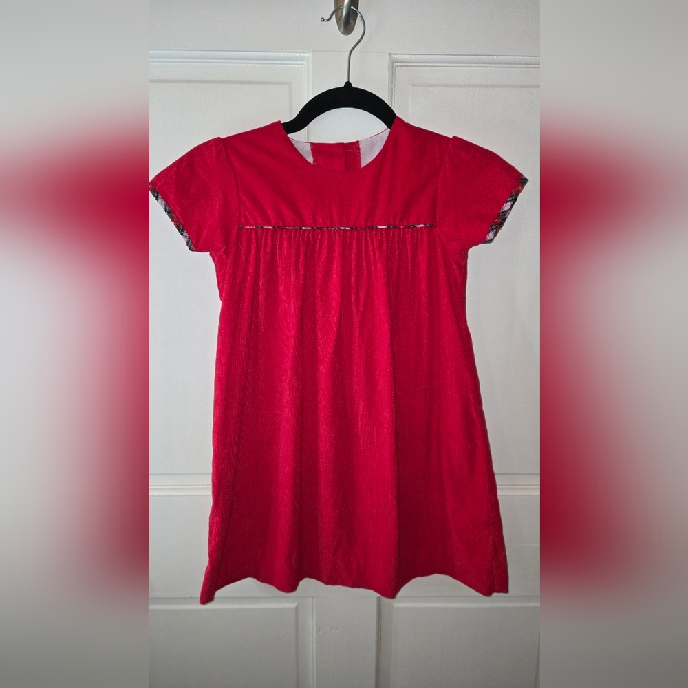TBBC Short Sleeve McFerran Frock (Corduroy) - Richmond Red with Plaid